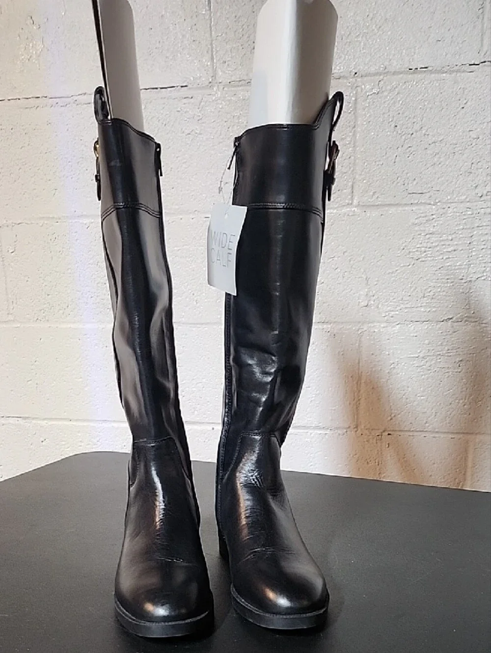 Vionic Philipa Black Over-the-Knee Wide Calf Leather Boots